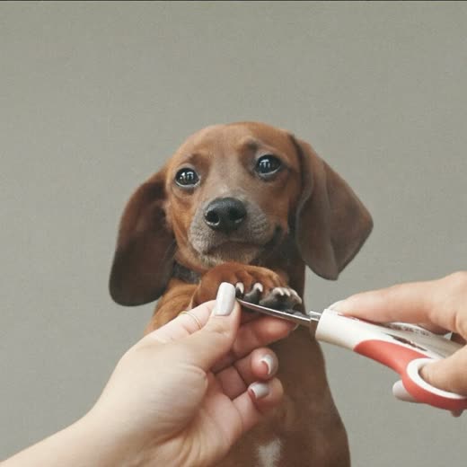 A dog's paw held for a nail trim